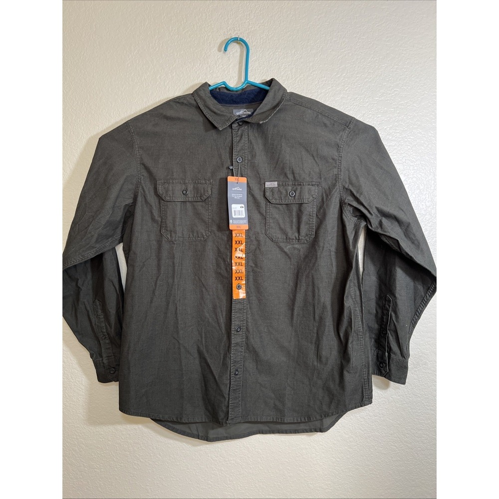 Eddie Bauer Men's XXL Green Corduroy Long Sleeve Cotton Shirt NWT - Picture 2 of 7